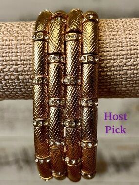 Vintage Exotic Snake Gem Bling Accents Bangle Bracelet Stretch Statement Retro